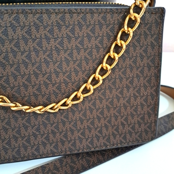 MICHAEL KORS Monogram Belt Bag with Pull gold tone chain sz Medium - Picture 3 of 7